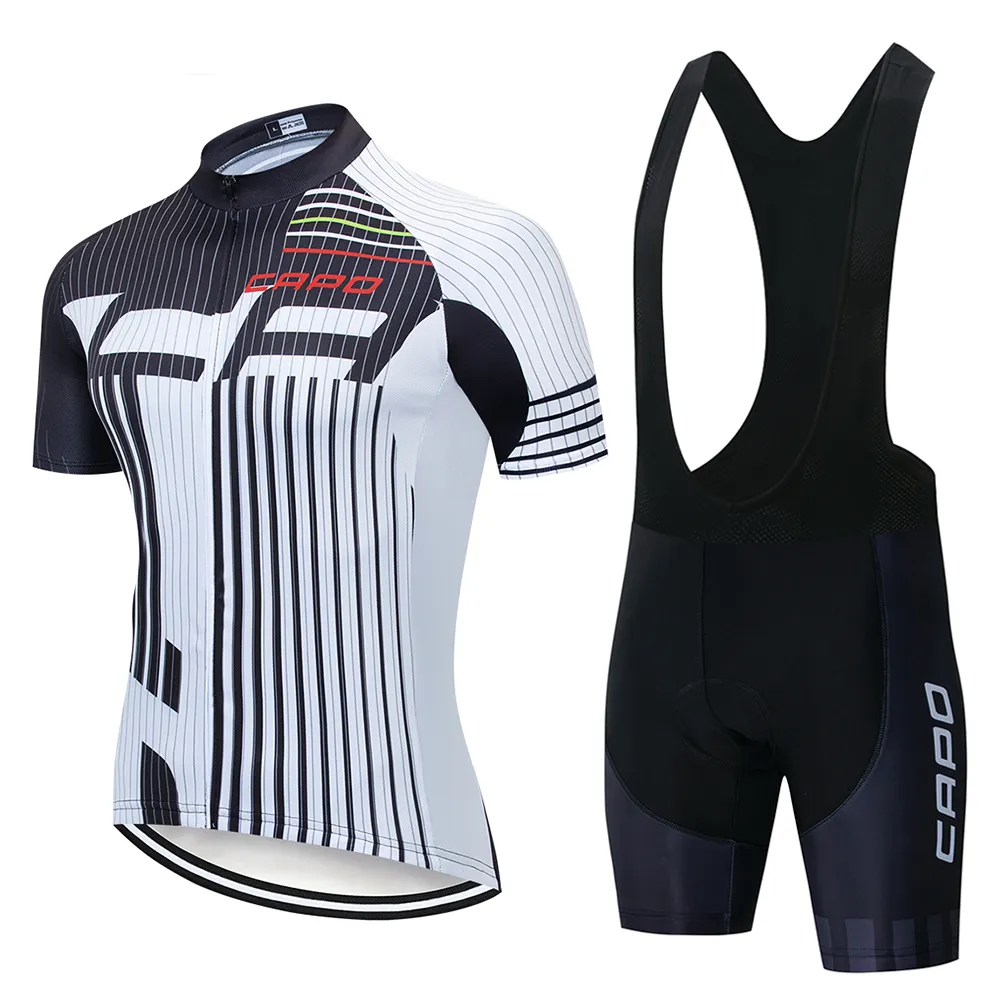 CAPO プロチームサイクリングジャージ服/ロードバイクウェアレーシング服速乾性メンズジャージセット Ropa Ciclismo マイヨ