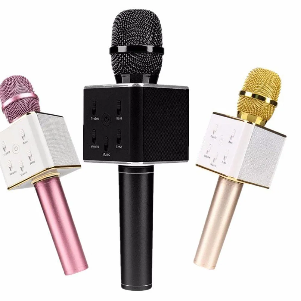 Q7 Microfone sem fio Karaoke jogador KTV Cantar Registro Bluetooth Suporte alto-falante USB Vara Para iPhone Android Huawei Xiaomi Smartphone