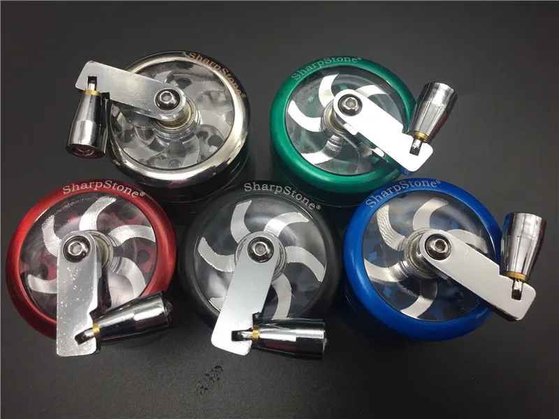 2022 CNC Hand Crank GRINDER Sharpstone Herb Grinder With Handle Metal Herbal Sharp Stone Smoking