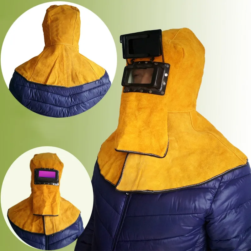 Freeshipping Head Wear Shawl Läder Svetshjälm Skyddande Mask Flip Isolering Splash Förebyggande Hög temperaturmotstånd