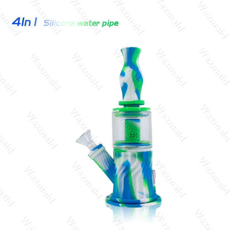 Beaker in vetro Bong Pipa in silicone per acqua Mini Dab Rig con scodella per nettare in vetro con punta in titanio