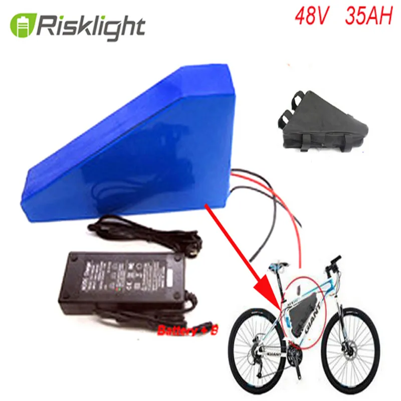 triângulo bateria Ebike 48V 2000w lítio bateria 48v 35AH bateria bicicleta eléctrica + saco + carregador