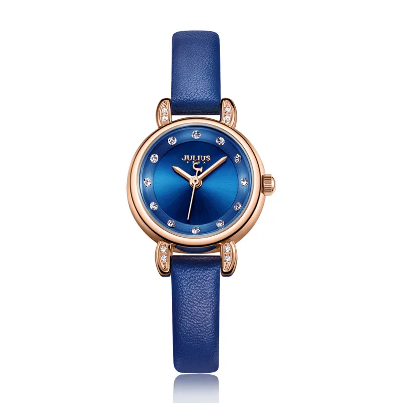 Julius 2020 Autumn New Arrival Women Watches Blue Small Dial Ladies Slim Dress Clock Japan Quartz Movt Montre Femme JA-1086