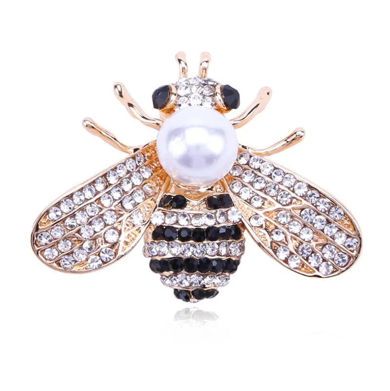 Novo Design Europa e América Homens e Mulheres Bee Pearl Broche Rhinestone Broche Hot Moda Liga Pin Acessórios Ocidentais