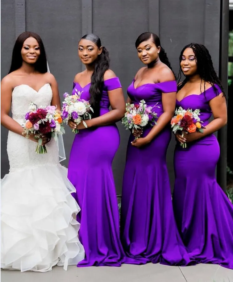 Purple Bridesmaid Dresses 2019 Gorgeous Draped Sweetheart Beach Boho Long Bohemian Wedding Party Guest Bridesmaids Gowns Cheap