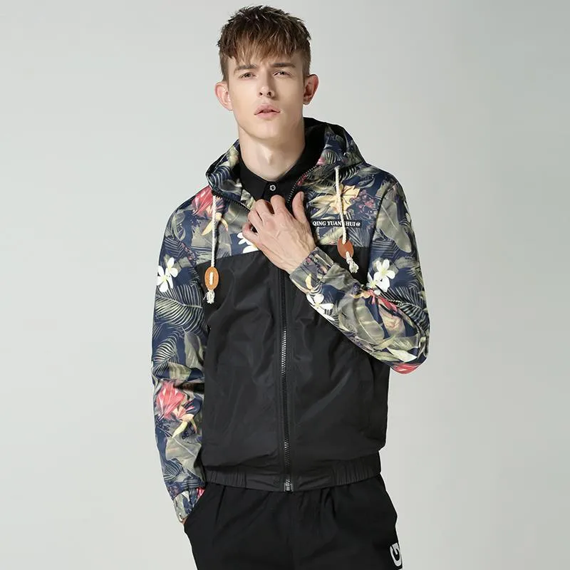 Patchwork hooded jacket online