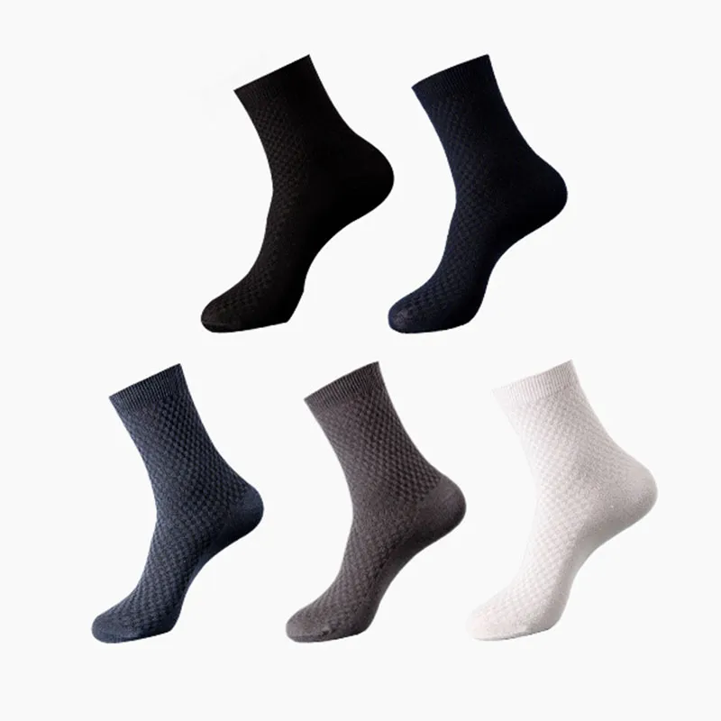 Mode Bambou Finer Chaussettes Hommes Long Crew Chaussettes Casual Business Heureux Homme Respirant Calcetines Meias