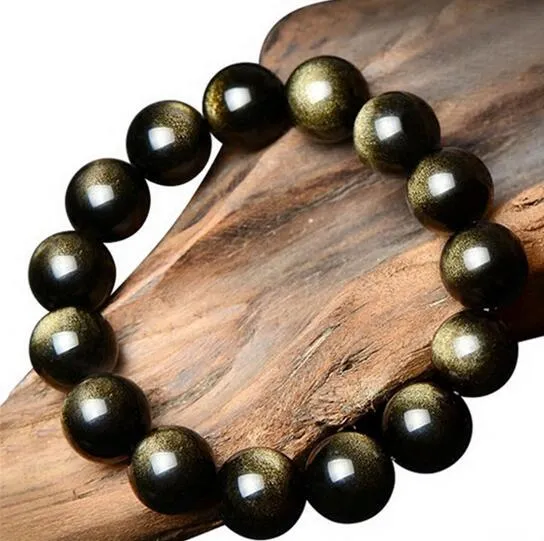 8 MM Natural Stone Golden Obsidian Bracelet Round Aventurine Beads