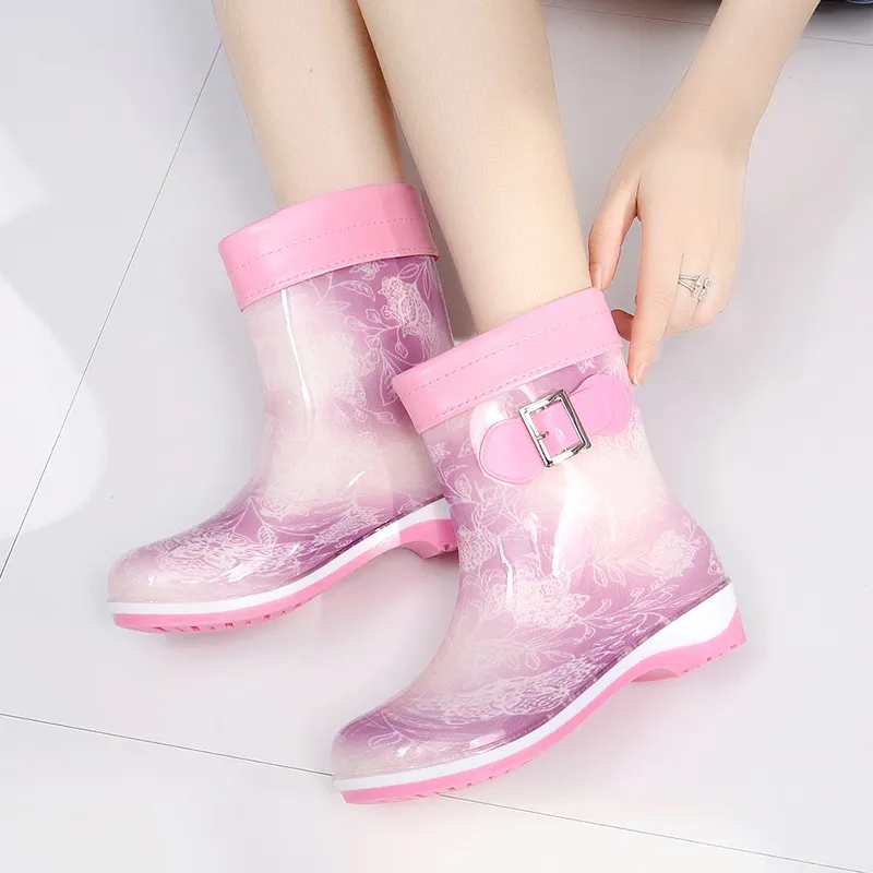 Hot Sale- cute rain boots winter warm half boots casual big size 36-41 waterproof jelly rubber shoes slip on ladies female work footwear