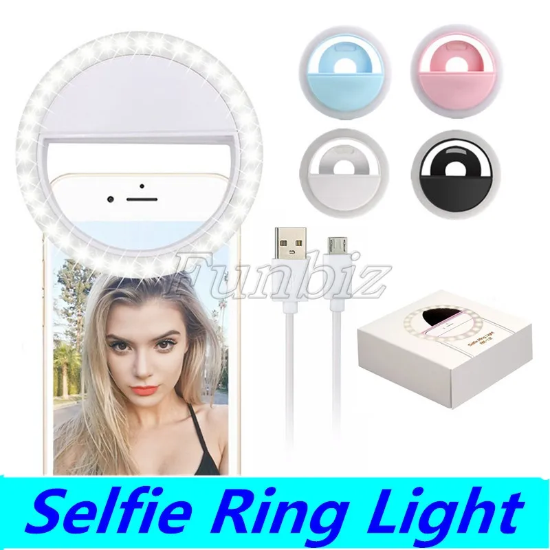 Universal LED Light Selfie Light Ring Light Flash Lampa Selfie Ring Belysning Kamera Fotografi till iPhone Samsung med Retail Package