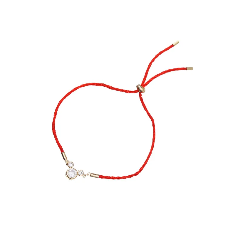 Bracciale in zircone intarsiato dal design di nicchia in stile cinese, braccialetto di gioielli regalo con braccialetto di corda rossa intrecciata a mano, personalità semplice femminile