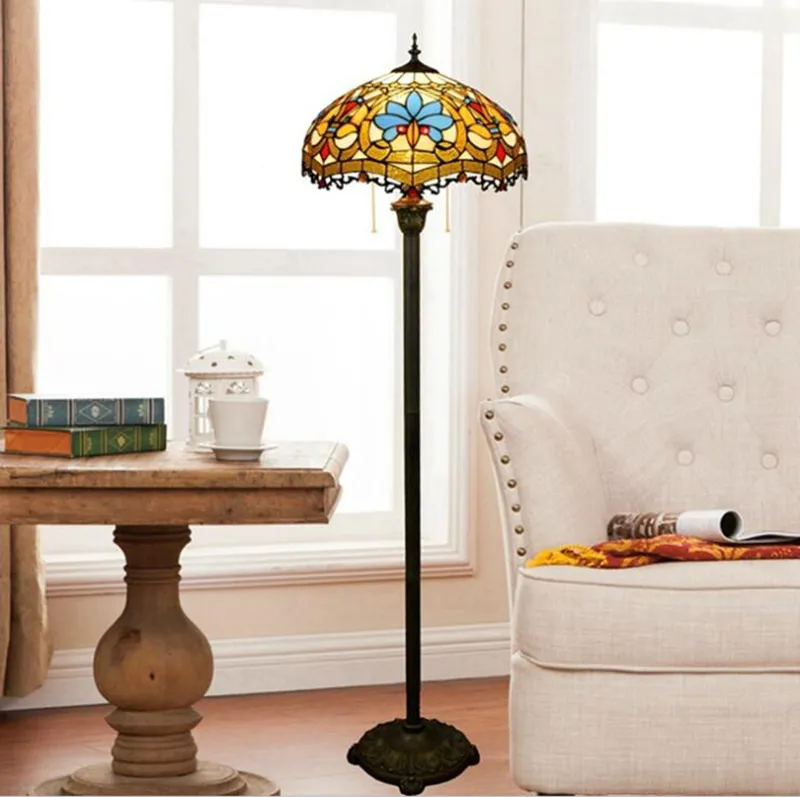 European Modern Mediterranean Creative Retro Tiffany Stained Glass Floor Lamp Living Room Dining Room Bedroom Floor Lamp