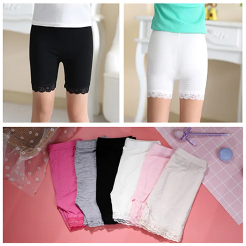 Kinder Modal Baumwolle Shorts Spitze kurze Leggings für Mädchen Sicherheitshosen Baby kurze Strumpfhosen Mädchen Sicherheitshosen Anti-Licht-Shorts 6 Farben