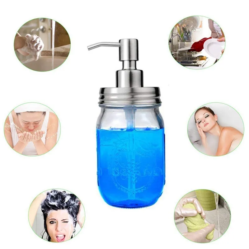 Hand Zeepdispenser DIY Rvs Mason Jar Zeepdispenser Handpomp Badkamer Keuken Hand Lotion Dispenser Geen Potten