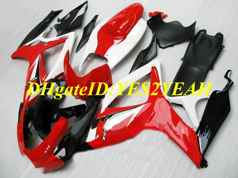 SUZUKI GSXR600 için özel Motosiklet Fairing kiti 750 K6 06 07 GSXR600 GSXR750 2006 2007 ABS Soğuk Beyaz kırmızı Marangozluk seti + Hediyeler SB48