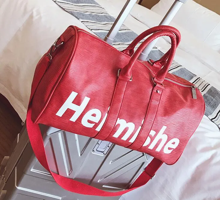 High-end kaliteli klasik moda spor çantaları erkek kadın seyahat çantaları büyük kapasiteli holdall bagaj 45 CM