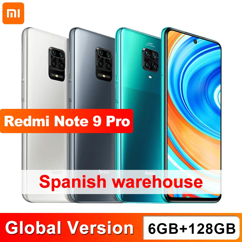 Versión global Xiaomi Redmi Note 9 Pro 128GB 6GB NFC Smartphone Snapdragon 720G Octa Core 64MP Cámara cuádruple 6,67 pulgadas Pantalla 5020mAh