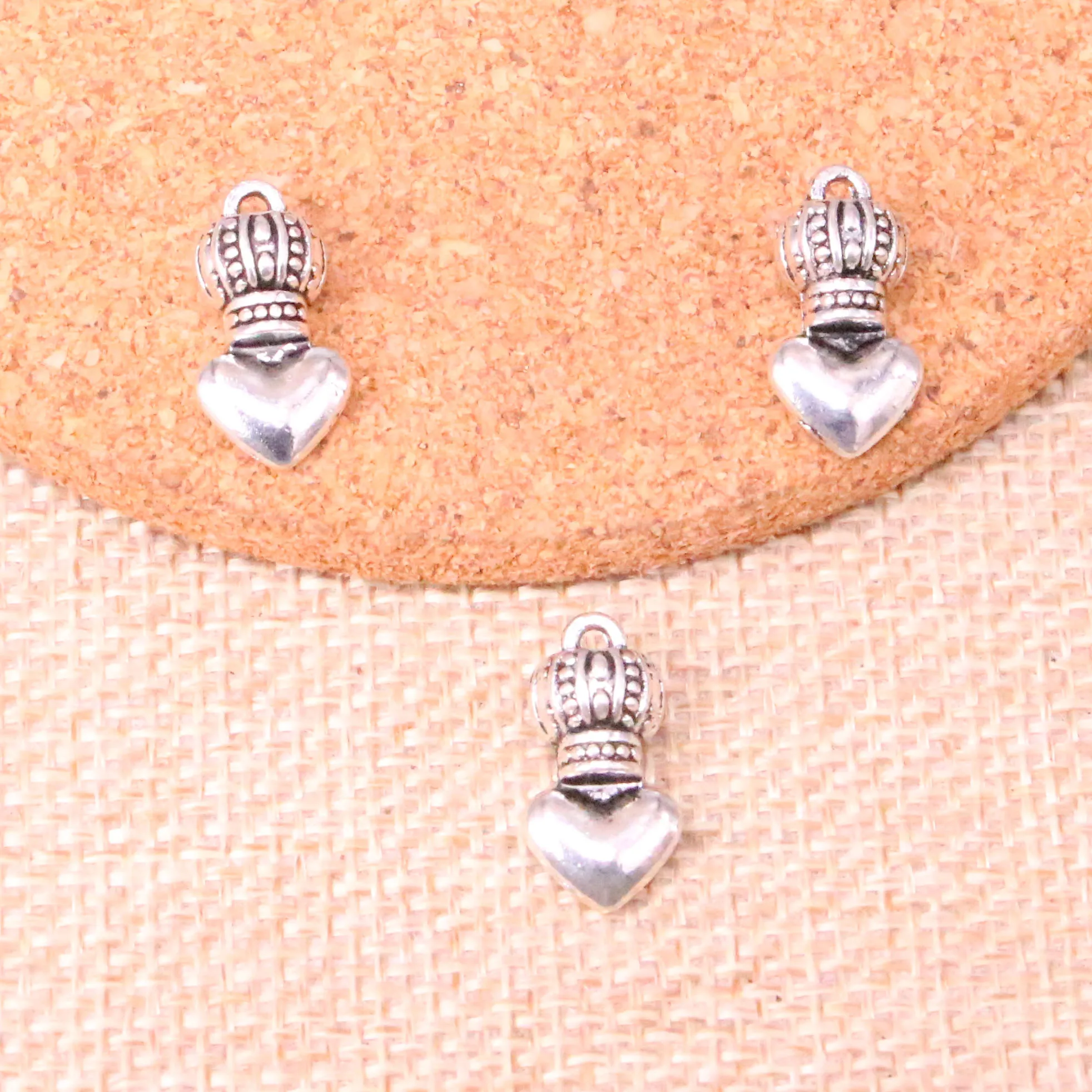 57 st charms parfymhjärta krona 17*9mm antik gör hänge fit, vintage tibetansk silver, diy handgjorda smycken