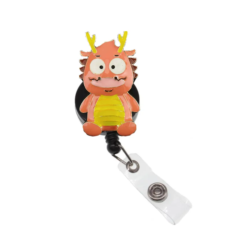 Cartoon Dragon Retractable Badge Reel Cartoon Animal ID Card Clip