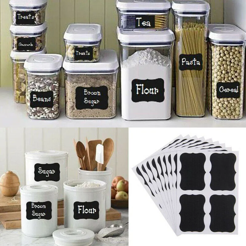 4 stks / set Blackboard Sticker Craft Kitchen Jars Organizer Labels Chalkboard Chalk Board Sticker Black Board Label CCA11599-A 500 Set