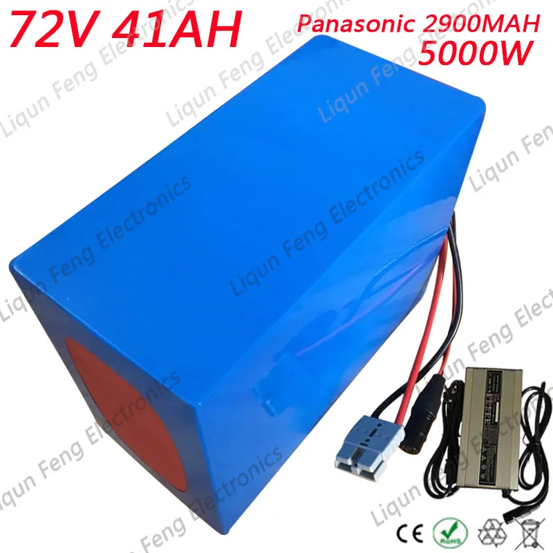 Pack de batterie à vélos électriques 72V 40AH Utiliser Panasonic 2900mAh Cell Lithium Battery Pack pour 72V 3000W 5000W 7000W Contrôleur + Chargeur 5AH.