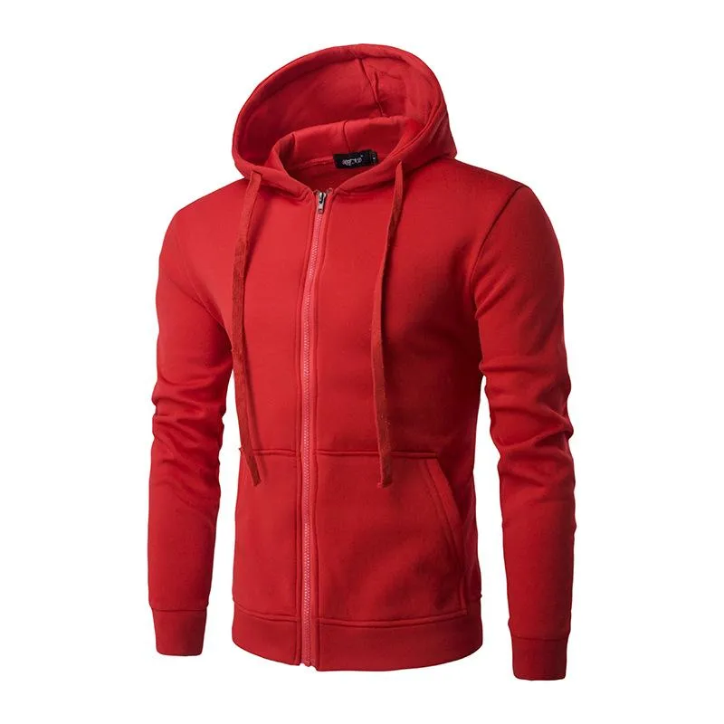 Nouveau 2016 automne vêtements d'extérieur sweat à capuche pour hommes décontracté couleur unie Hoddies mâle sweat hommes fermeture éclair manteau grande poche