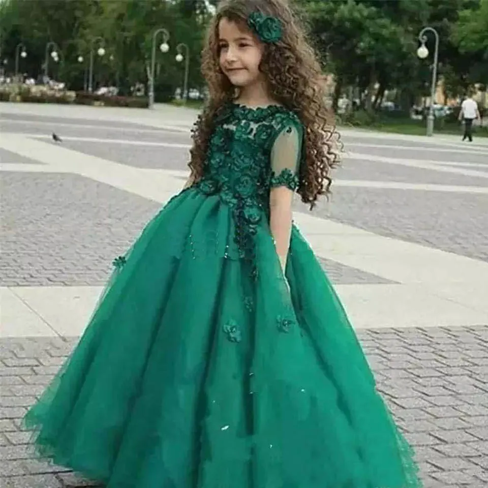 Dark Green Party Frocks For Kids Girls Dark Green Dress Princess Dark Green  Ball Gown Baby