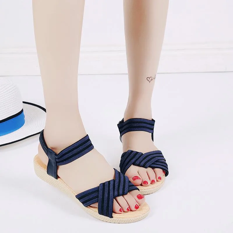 Hot Sale-Frau Fashion2019 Fisch-Mund-Fest Farbe Elastic Rom Kodiert Sandalen