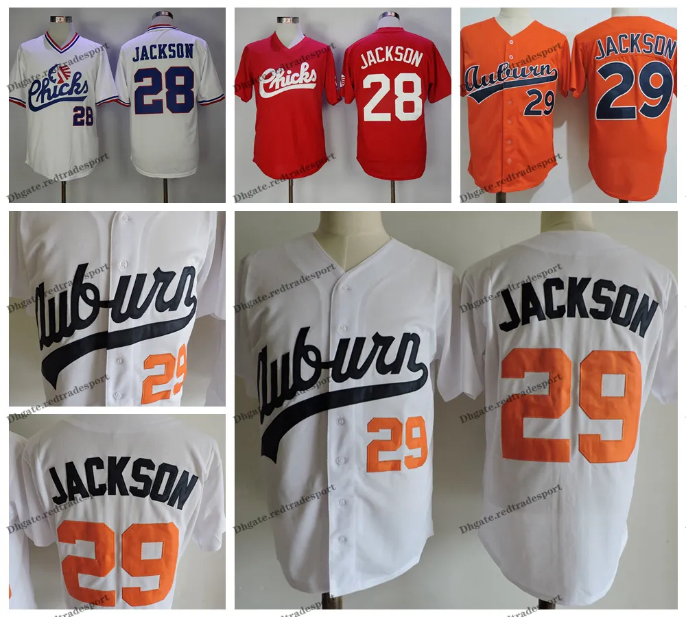 NCAA Vintage 29 Bo Jackson College Baseball-Trikots, orange-weißes Motiv, 28 Memphis Chicks, genähte Baseball-Shirts, S-XXXL