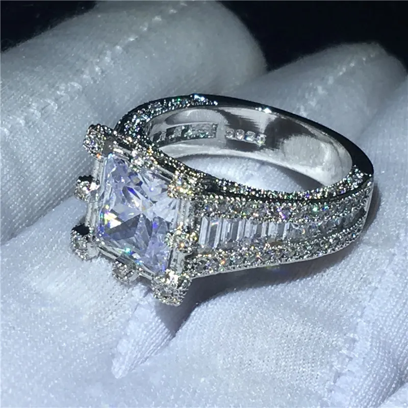 Bague Cocktail Vintage Argent 925 Avec Diamants Et Rubis - Taille US 6.75, Style Pave, Pour Mariage