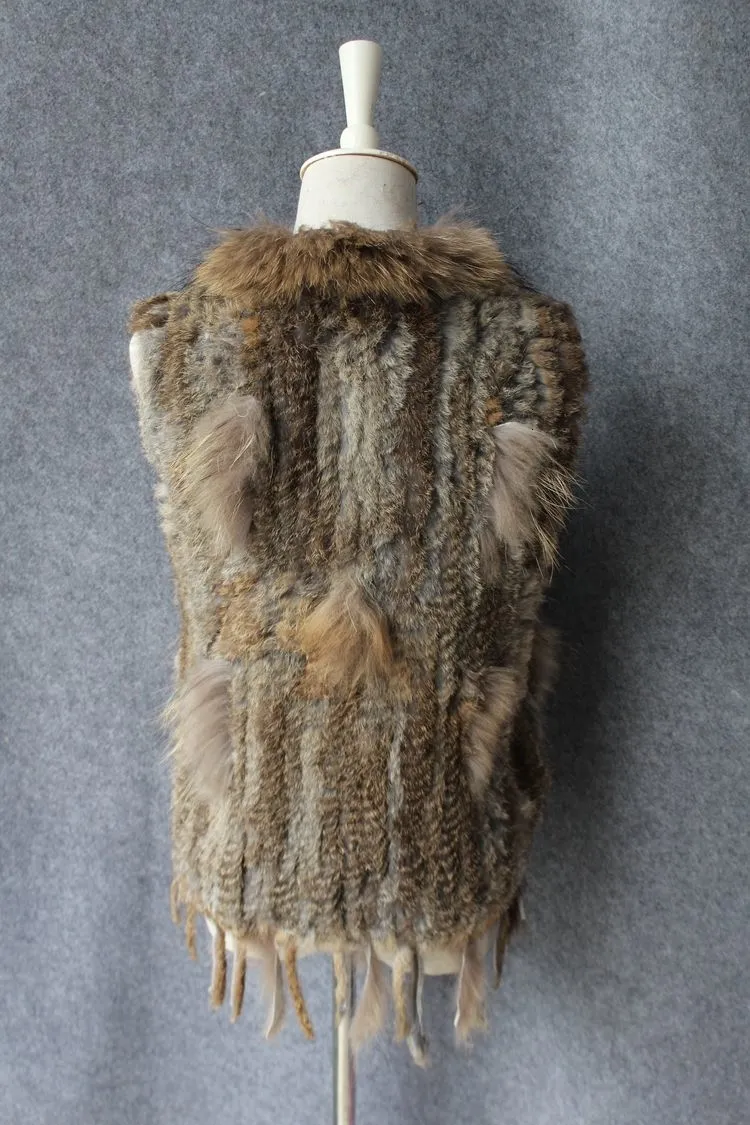 genuine real rabbit fur vest with raccoon fur collar (25)