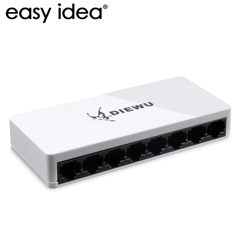 Freeshipping High Performance Mini Network Switch Hub 8 port 10 / 100mbps Snabb LAN Ethernet Network Switch Adapter + DC5V / 500mA Strömförsörjning