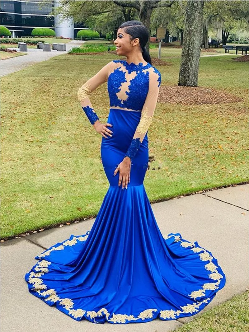 blue mermaid prom dress