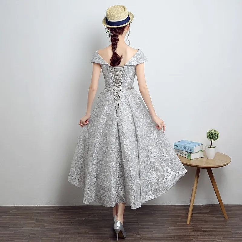 DHgate Elegant Off Shoulder Lace Prom Dresses for Women Vintage 50s Formal Party Dress Short Mid Calf Length Evening Gowns Wedding Party Events