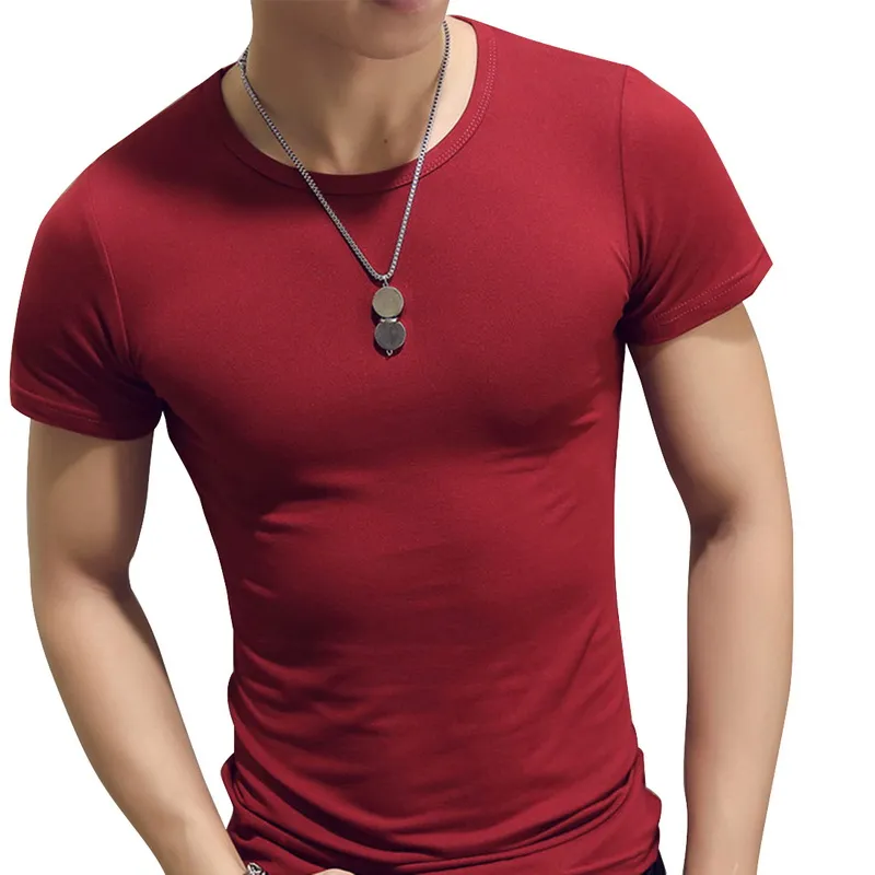 Heflashor Marka T Shirt Mężczyźni Summer Casual Krótki Rękaw O Neck Workwear Teestops Moda Moda Solid Fitness Slim Cotton T-shirt