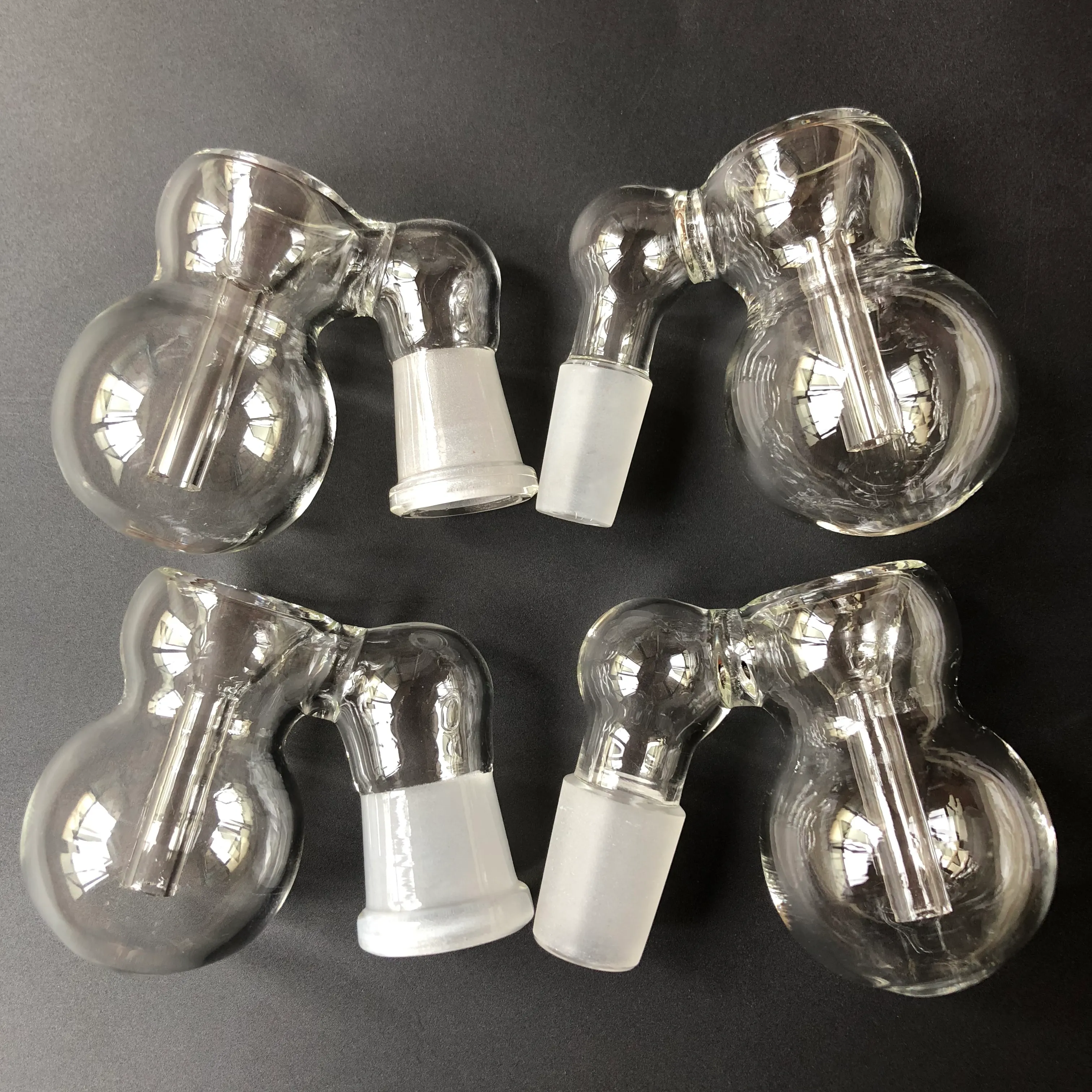Aschefängerschalen aus Glas mit Bubbler und Kalebasse, männlich weiblich, 10 mm, 14 mm, 18 mm Gelenk, Glas-Perc-Aschenfängerschalen für Glasbongs, Bohrinseln