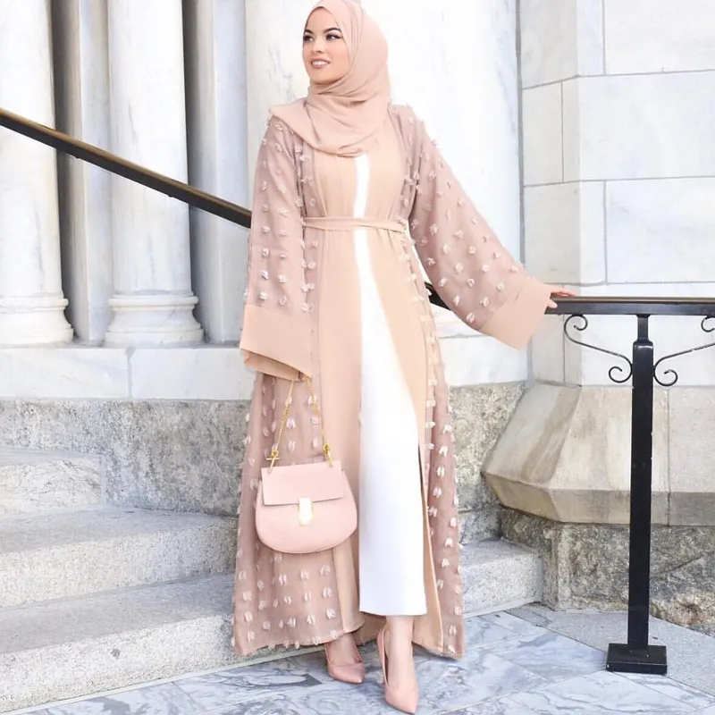 2019 vrouwen abayas kaftan abaya Dubai islam bloemen vest moslim jurk caftan marocain hijab jurk Turkse islamitische kleding