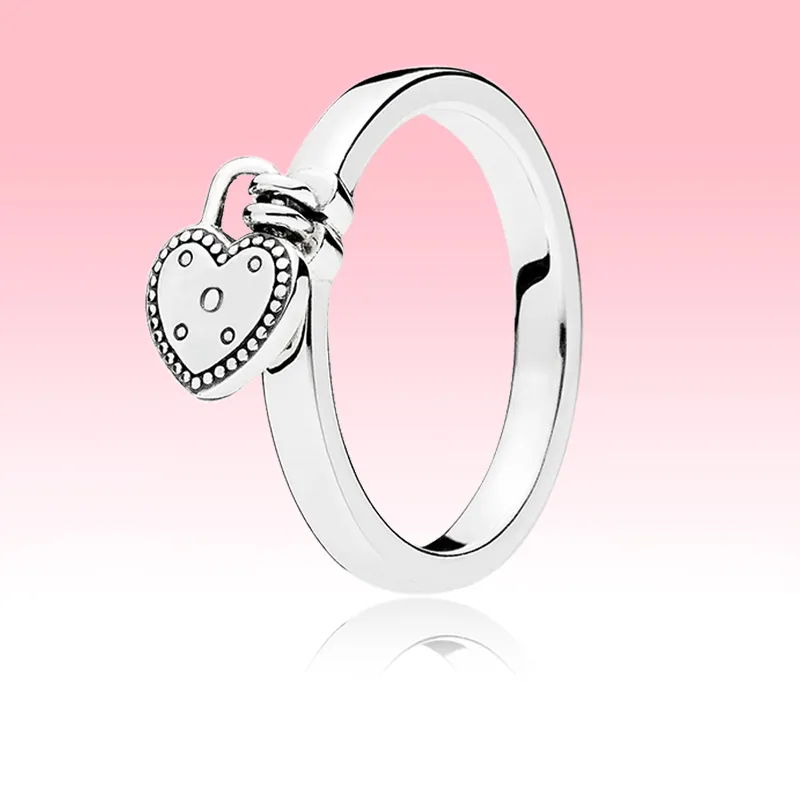 Anelli con ciondolo cuore d'amore Gioielli da sposa per ragazze da donna per anello regalo di San Valentino in argento sterling 925 Pandora con scatola originale