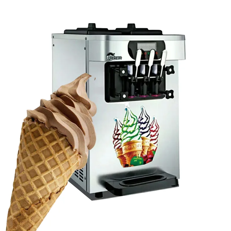 Machine à crème glacée molle commerciale de haute qualité, vente directe d'usine, 1200w, 3 saveurs