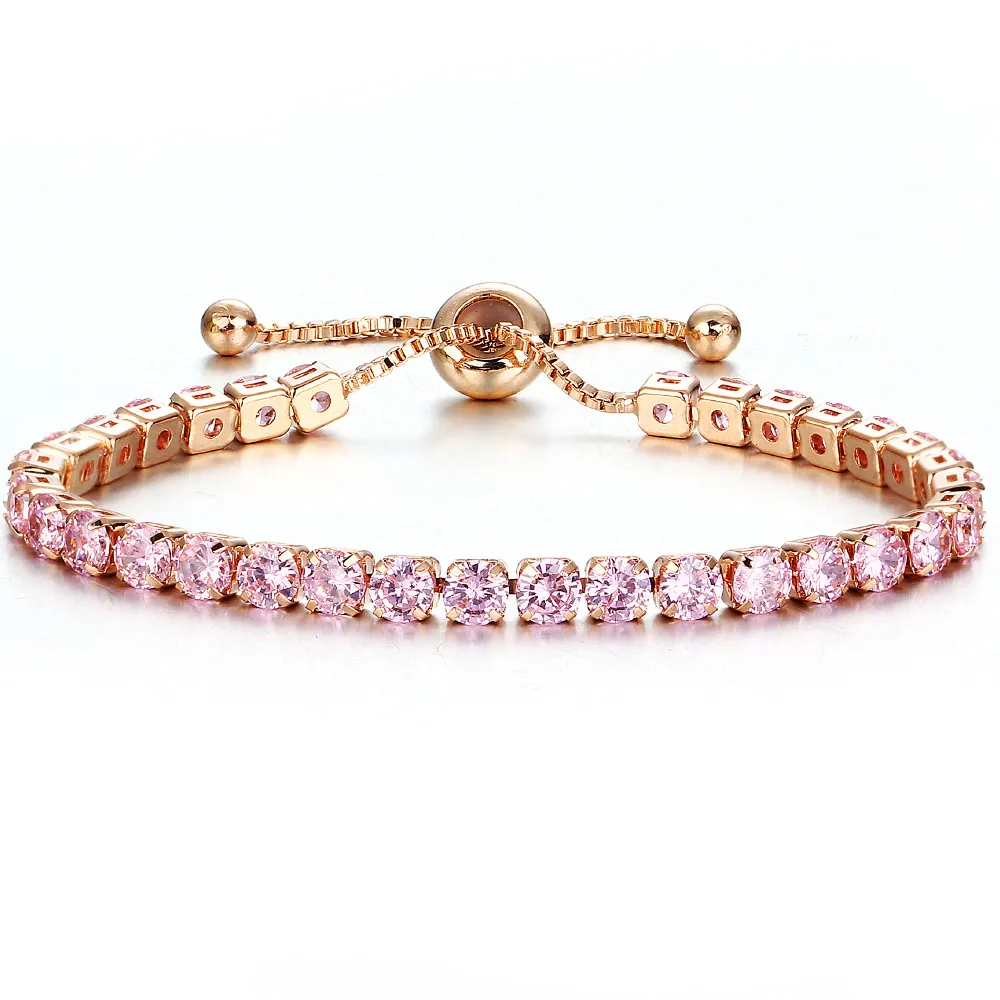 10 Colors Women Rhinestone Diamonds Bracelets Link Chain Handwear Fashion Charm Pendant Tennis Bracelet Jewelry Valentine's Day Gifts
