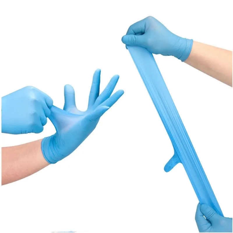 100 pcs descartáveis ​​azul profundo ou luz azul nitrilo luvas para limpeza doméstica Luva de alimentos limpeza de casa usando