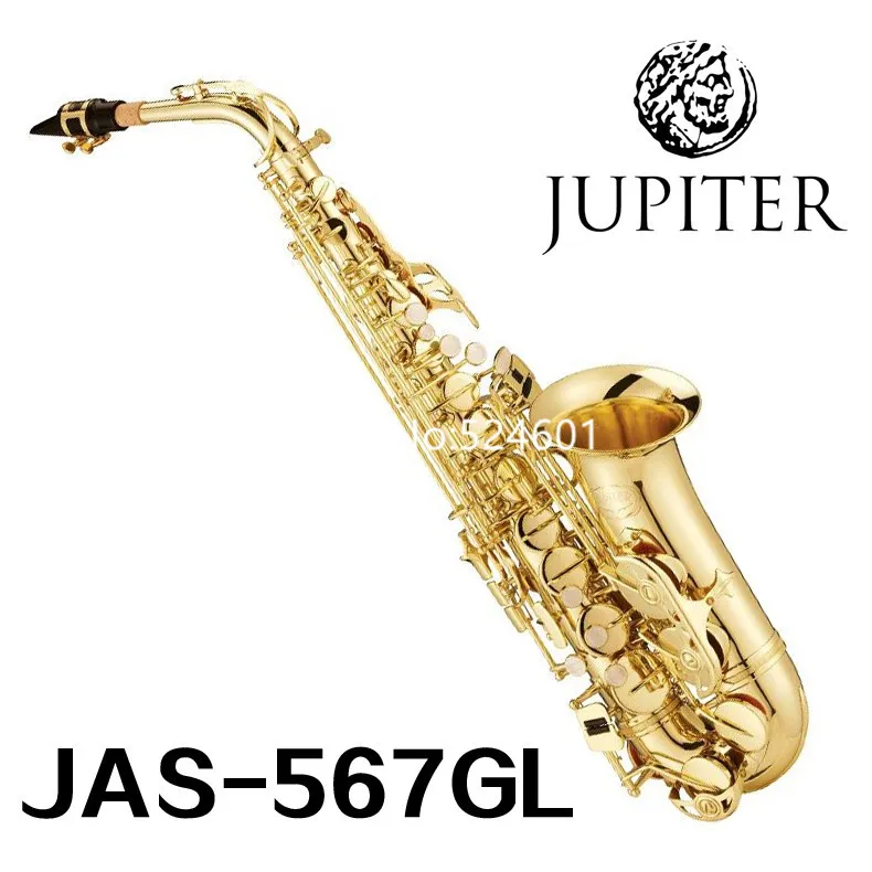 Einzigartiges Jupiter JAS-567GL Altsaxophon Eb Tune Brass Gold professionelles Musikinstrument mit Kofferzubehör