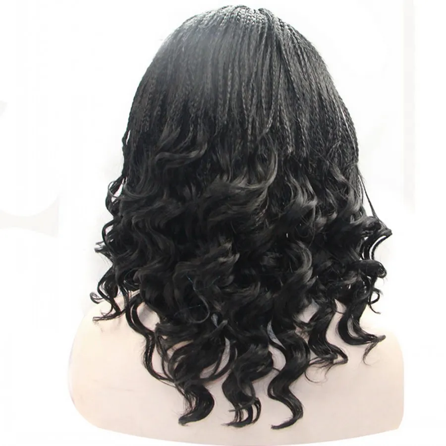 Black Box Braided Wigs For Women Simulation human hair Synthetic Lace Front Wig #1b Natural Short Braids Wigs