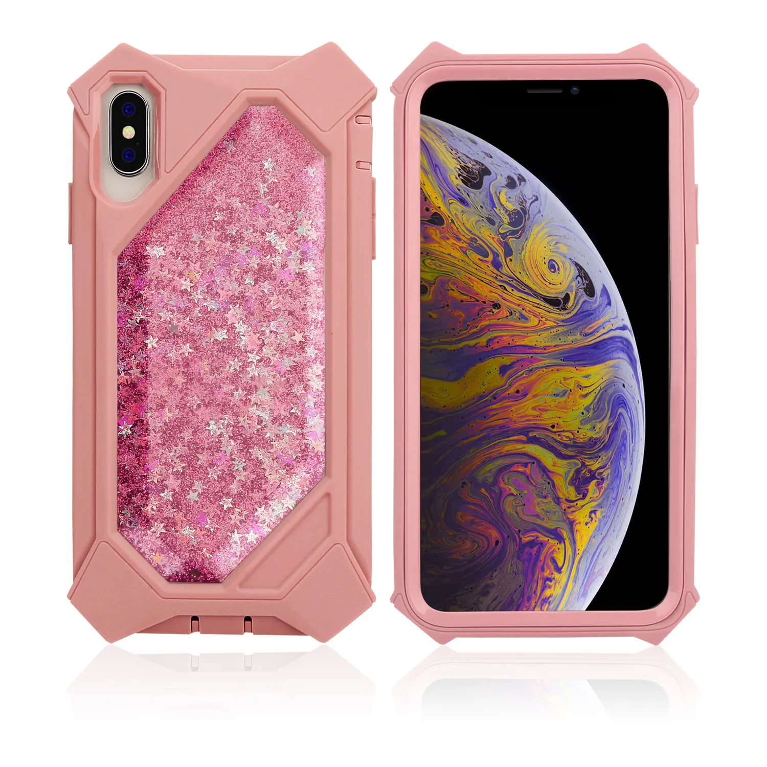 Protecteur d'écran intégré de luxe Glitter Sparkle Bling Quicksand liquide anti-chute anti-rayures pour iPhone 11/6 Plus/7 Plus/8 Plus/XR/XS MAX