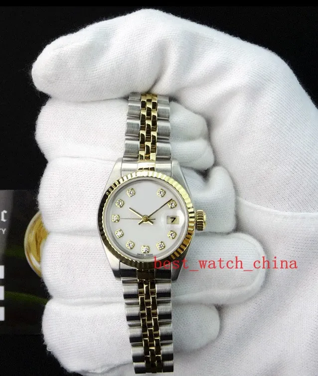 Saffier luxe horloge 18kt goud 26 31 36 41 mm heren witte diamant 79173 automatische dames dames paar Watches288E