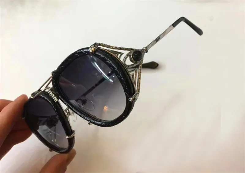 2020 novo designer de moda óculos de sol 1046 moldura piloto de couro UV400 proteção ao ar livre óculos nobre estilo simples