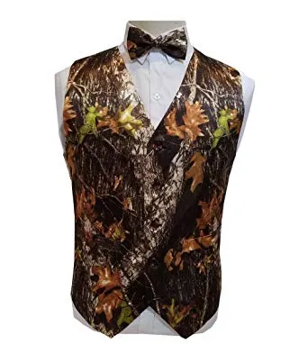 2019 New Airtailors Camo Wedding Vests Groom Vest Single Breasted Tree Trunk Leaves Spring Camouflage Slim Fit Mens Vests
