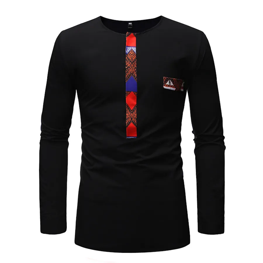 Baibazin New African Dashiki Man Long Sleeve T-Shirt Printt Africa Men Clothing بالإضافة إلى الحجم