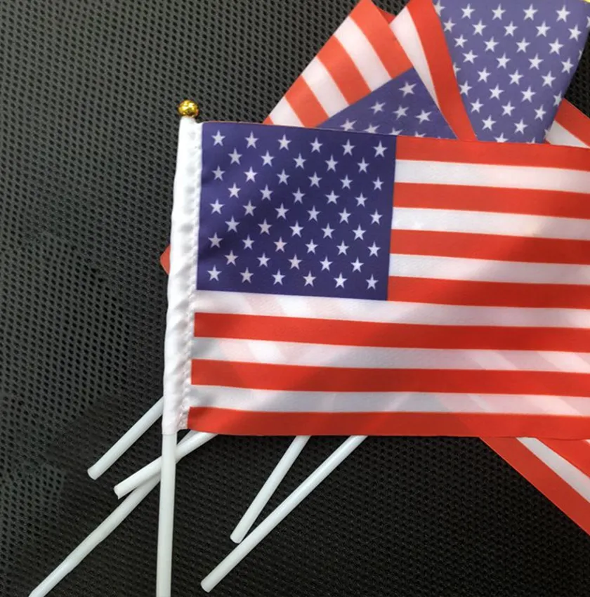 アメリカアメリカの国旗の手持ち株小型ミニフラグアメリカUSアメリカンフェスティバルパーティー用品フラグ14 * 21cm LJJK2168