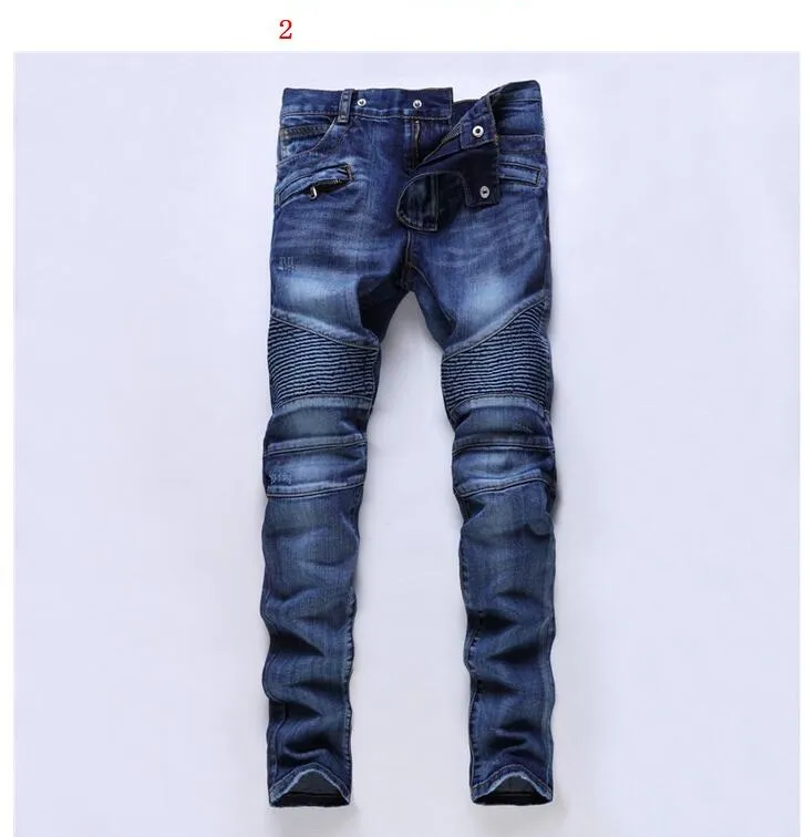 Hommes Distressed Ripped Jeans Designer De Mode Droite Moto Biker Jeans Causal Denim Pantalon Streetwear Style hommes Jeans Cool202E